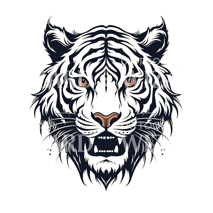 Old School Tiger Black and White Tattoo Design – Tattoos Wizard Designs