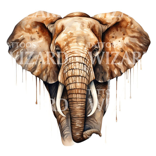 Watercolor Elephant Tattoo Design