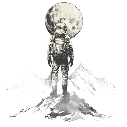Astronaut Explorer on Mars Tattoo Design