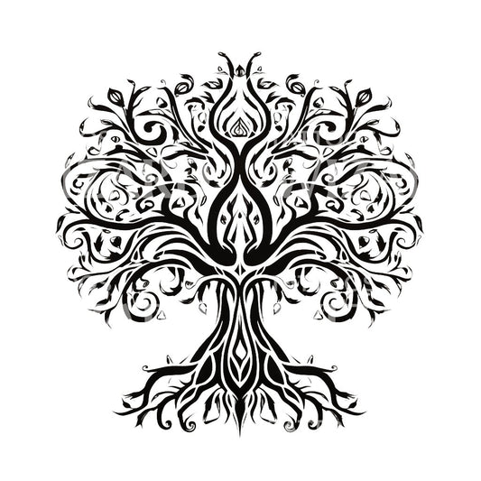 Blackwork-Tattoo-Design „Baum des Lebens“