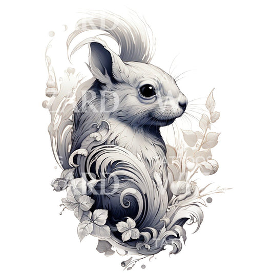 Cute Squirrel Portrait Tattoo Design