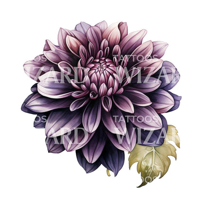Botanical Black Dahlia Tattoo Design