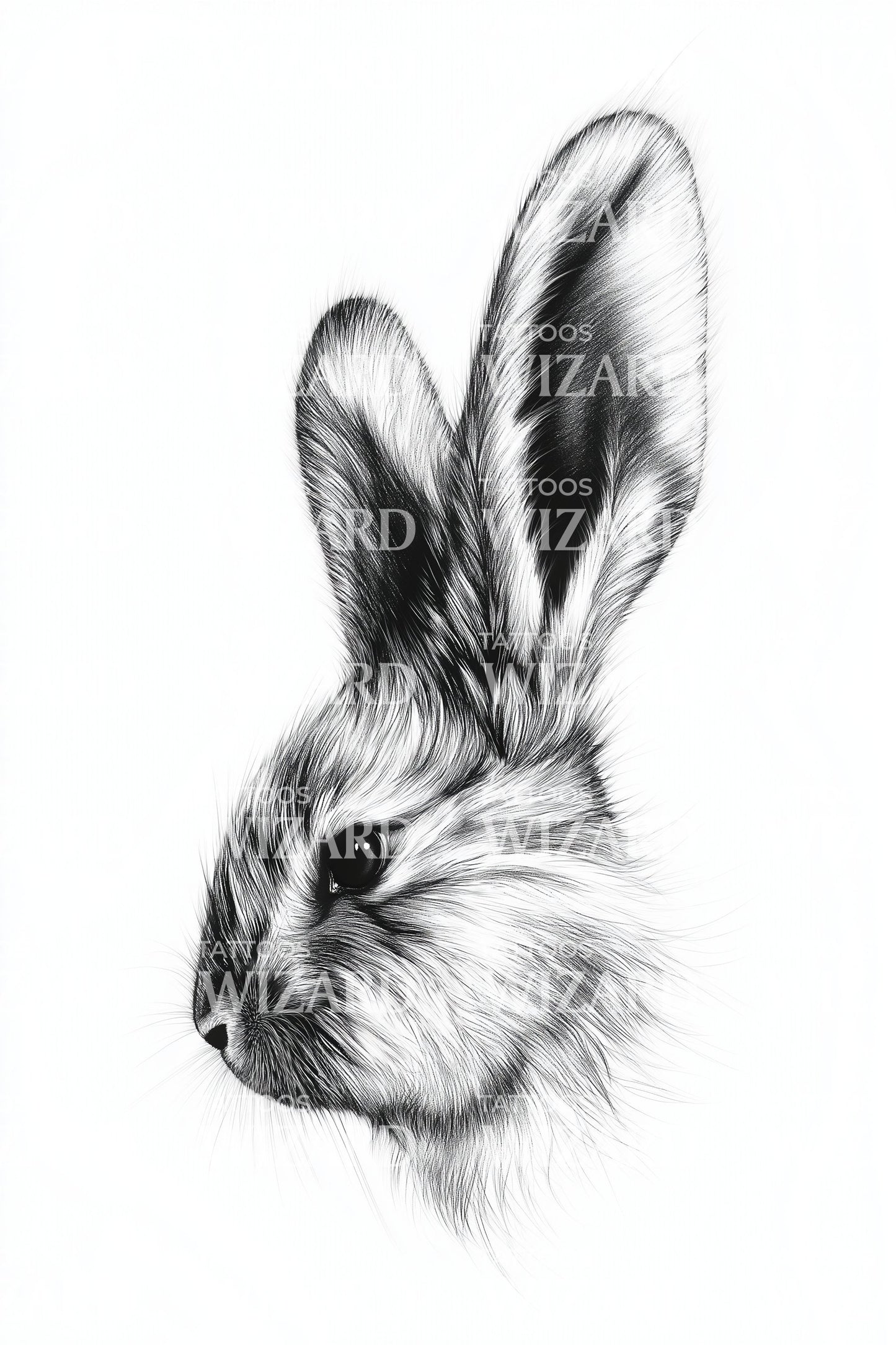 Rabbit Profile Fineline Tattoo Design