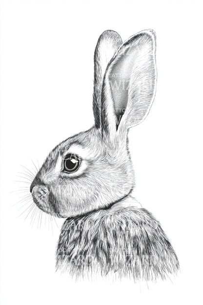 Rabbit Profile Tattoo Illustration