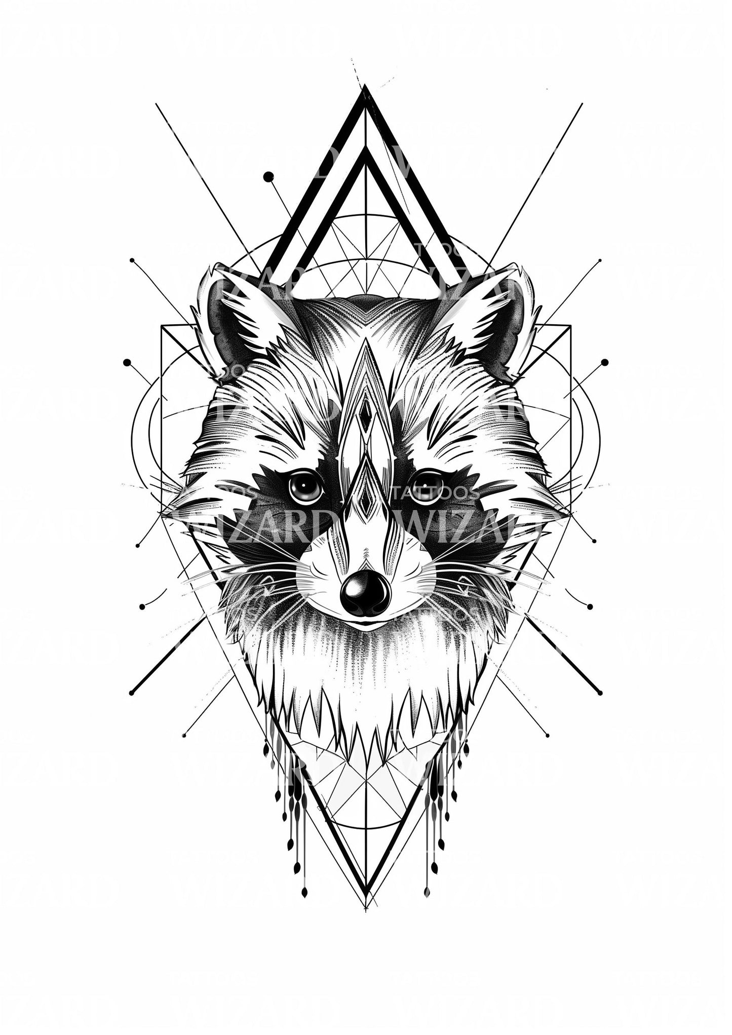 Raccoon as a Spirit Animal Geometric Tattoo Idea