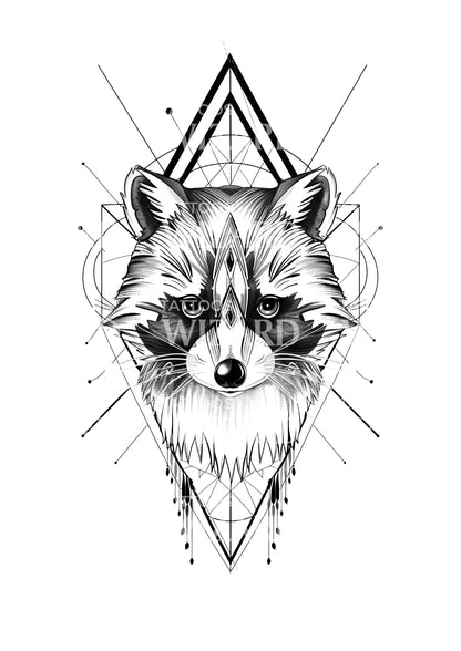 Raccoon as a Spirit Animal Geometric Tattoo Idea