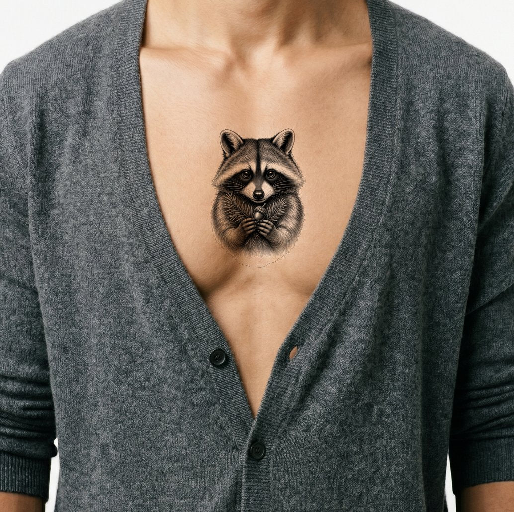 Ilustrativní návrh tetování s mývalem