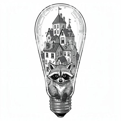 Raccoon City Lightbulb Tattoo Design