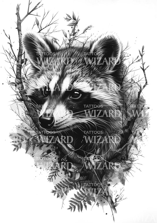 Raccoon in a Tree Tattoo Idea