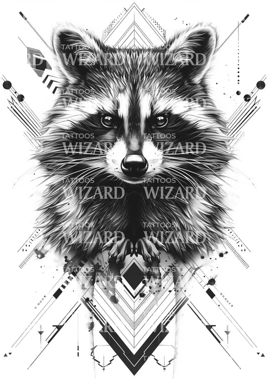 Raccoon Making Plans Tattoo Design