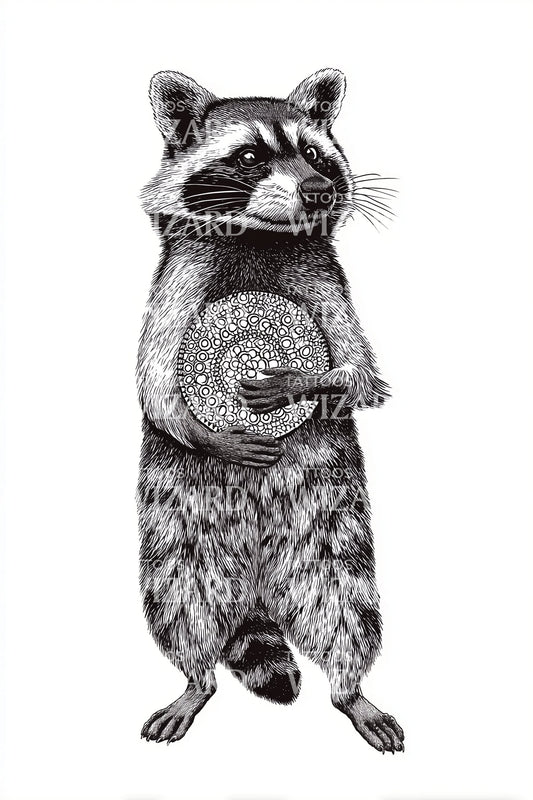 Raccoon with Drum Tattoo Idea