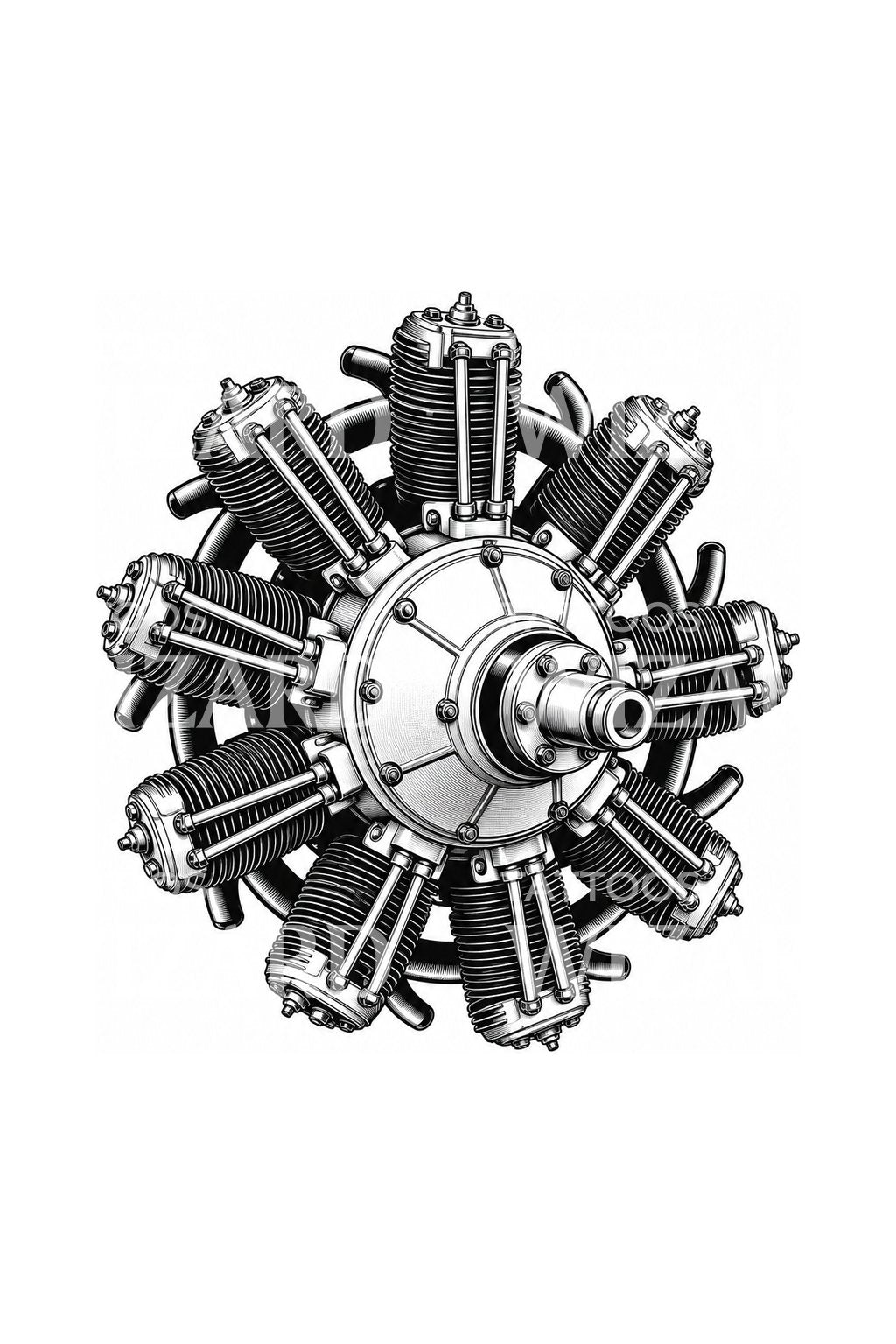 Illustration de cylindres de moteur radial d’avion