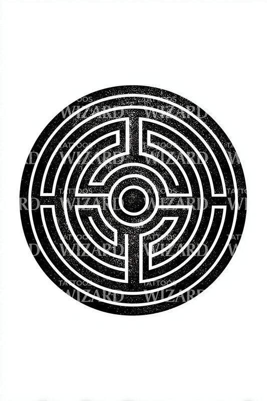 Radial Maze Crest Tattoo Design