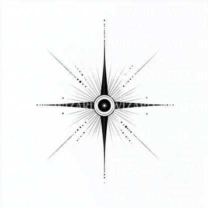 Radiant Compass Illustration Tattoo Design