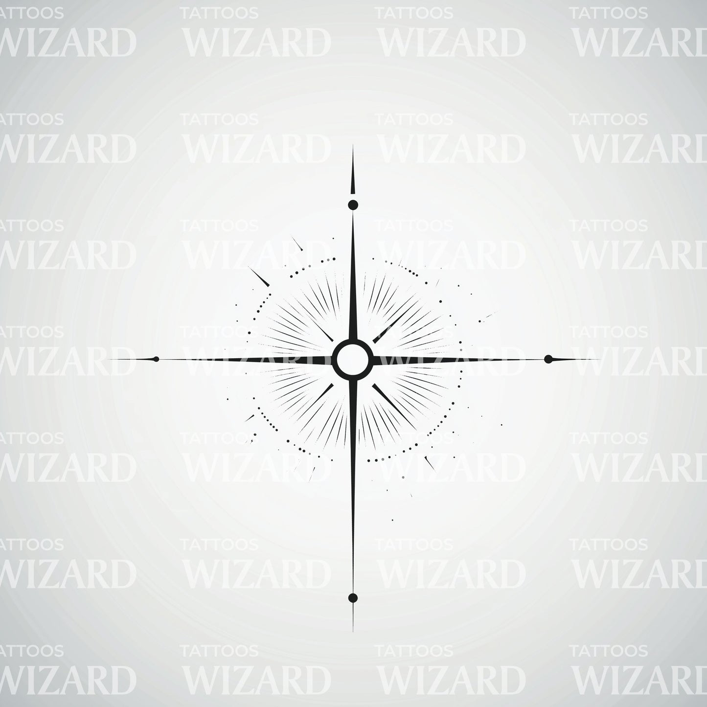 Radiant Compass Star Tattoo Design