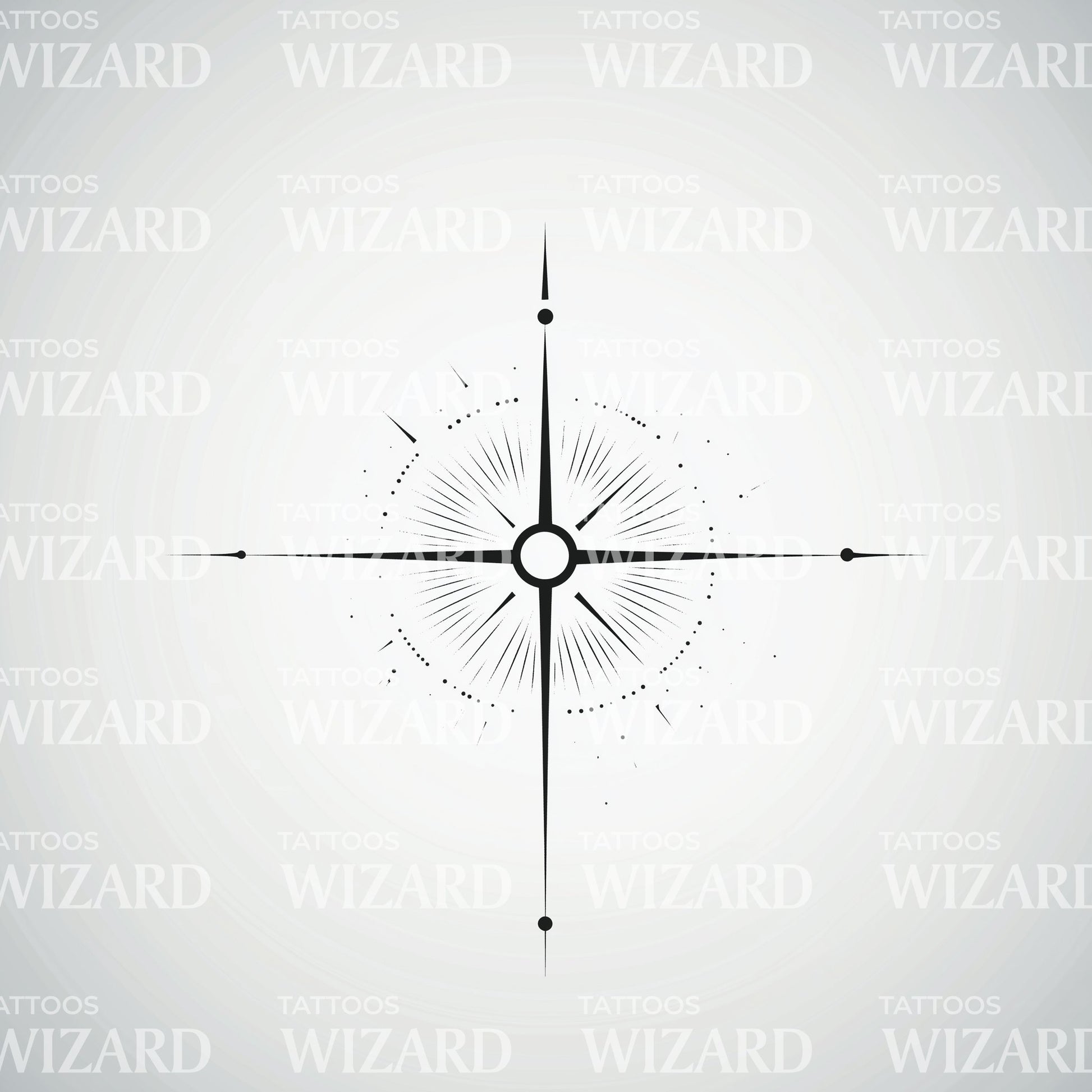 Radiant Compass Star Tattoo Design