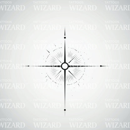 Radiant Compass Star Tattoo Design