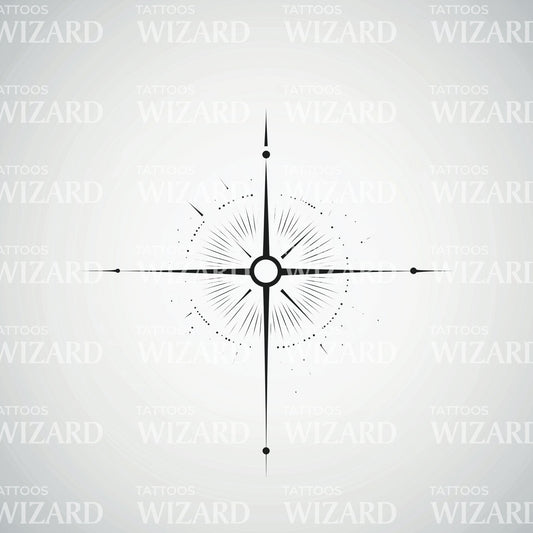 Radiant Compass Star Tattoo Design