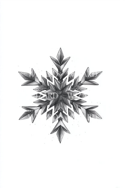 Radiant Crystal Snowflake Tattoo Design