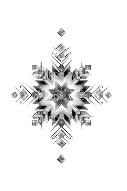 Radiant Crystal Snowflake Tattoo Illustration