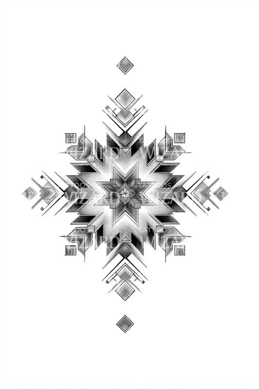 Radiant Crystal Snowflake Tattoo Illustration