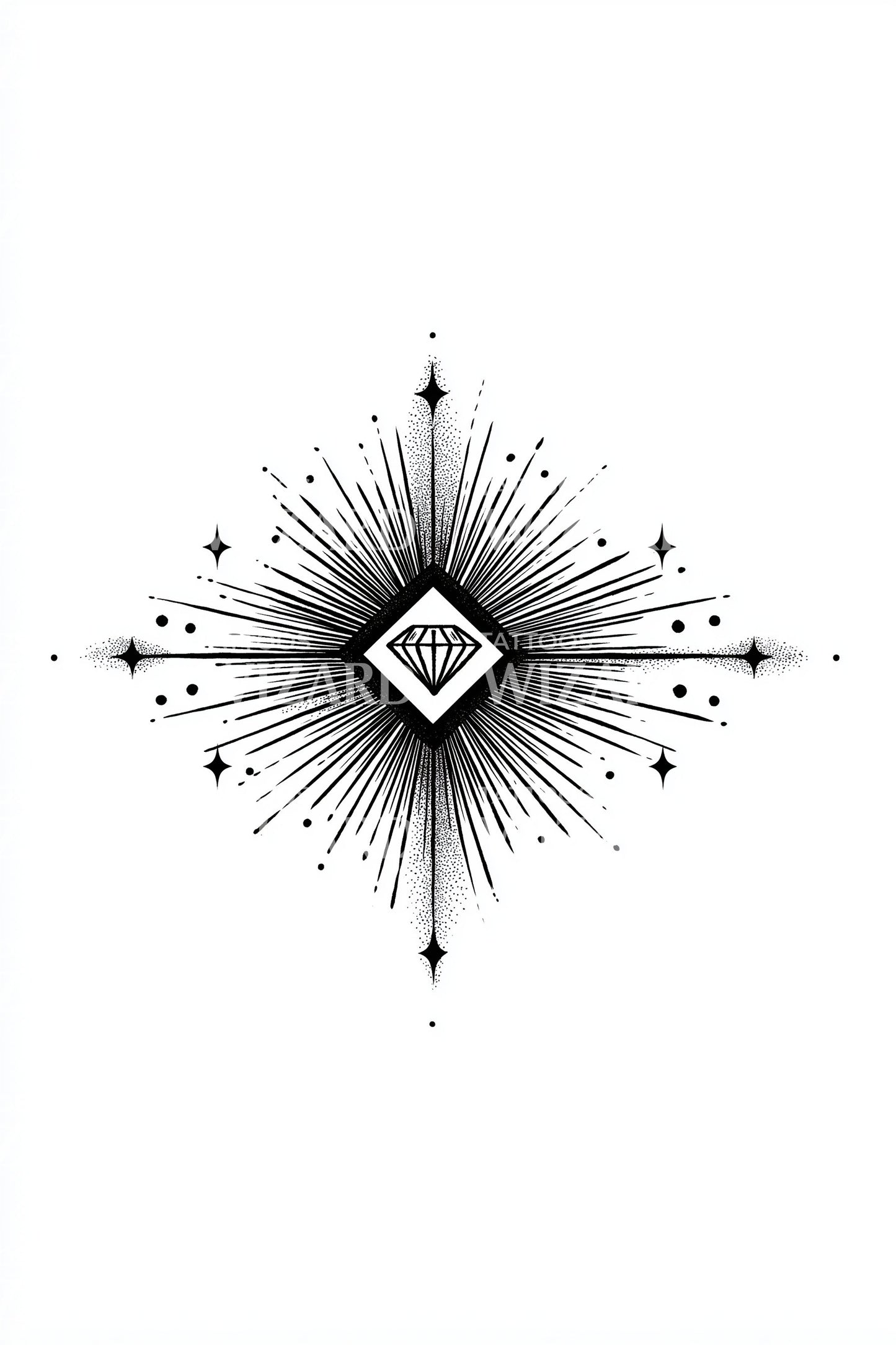 Radiant Diamond Starburst Tattoo Design
