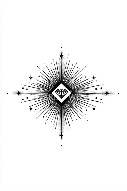 Radiant Diamond Starburst Tattoo Design