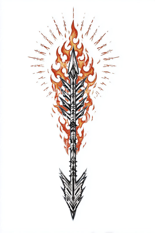 Radiant Feather Flame Tattoo Design