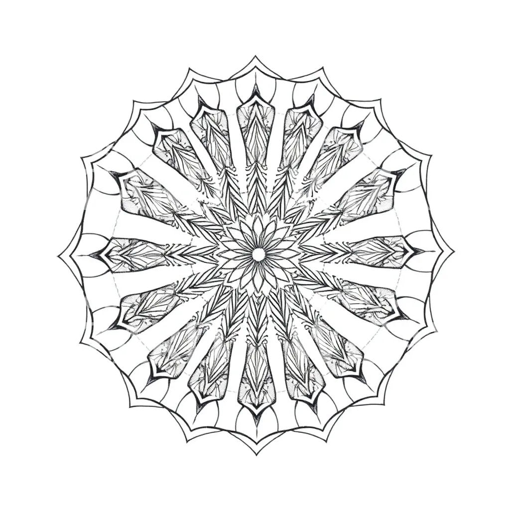 Radiant Floral Mandala Tattoo Design