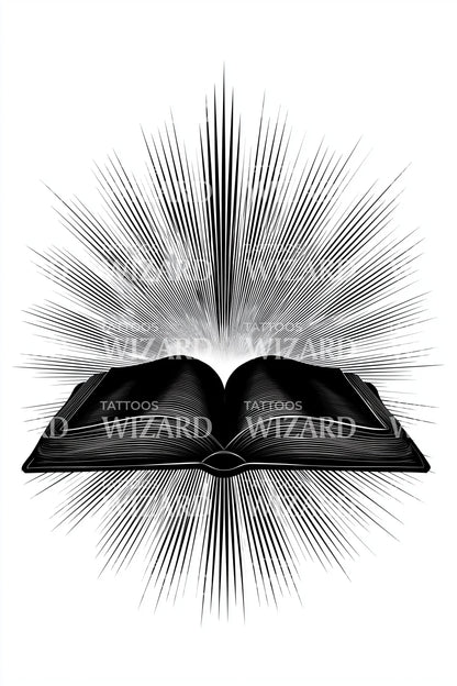 Stralend Heilig Boek Tatoeage Ontwerp