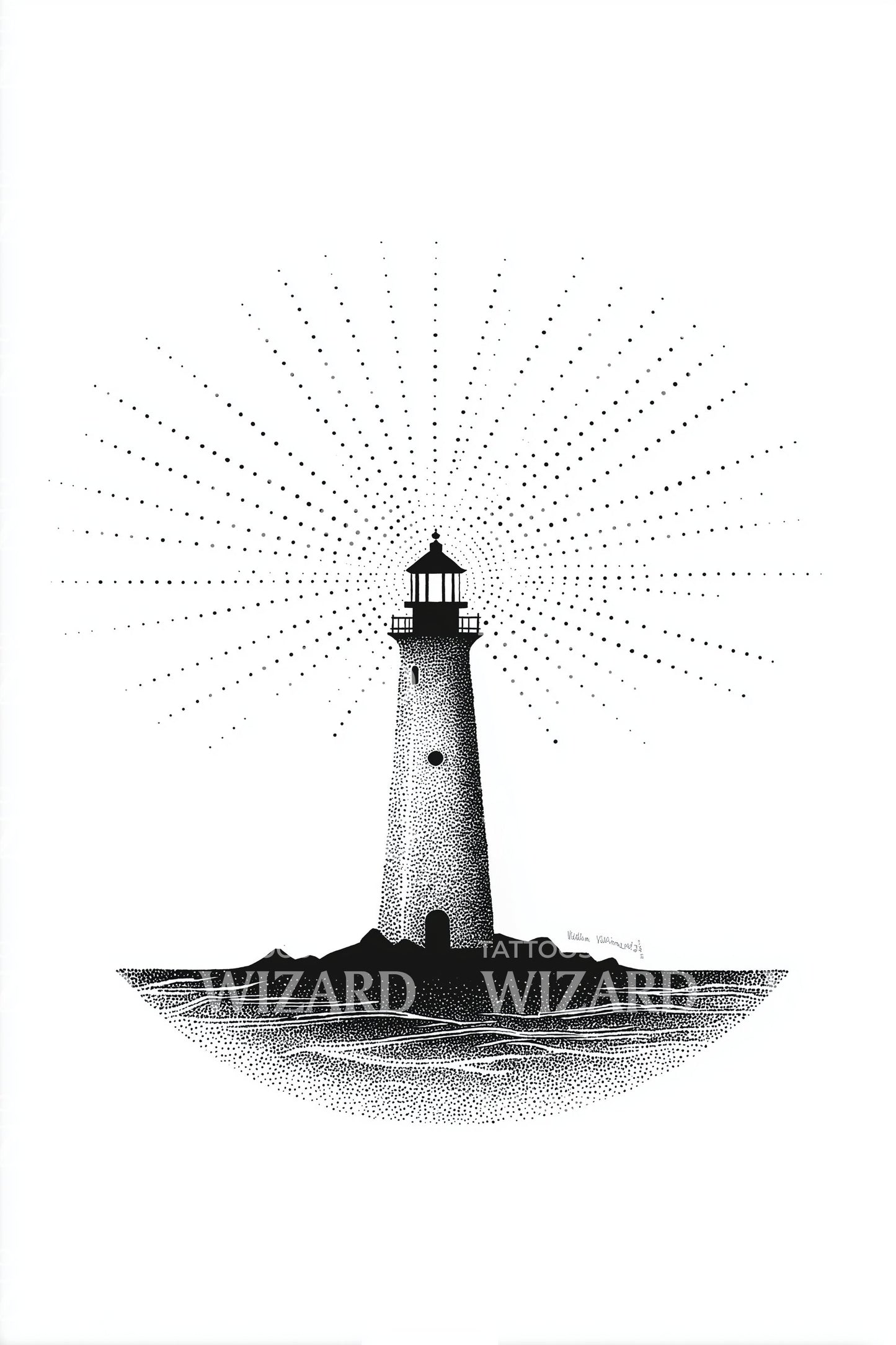 Radiant Lighthouse Beacon Tattoo Design