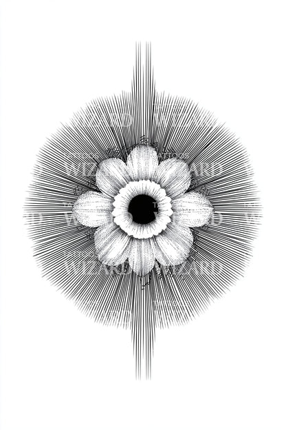 Strålende Linje Blomst Tatoveringsdesign