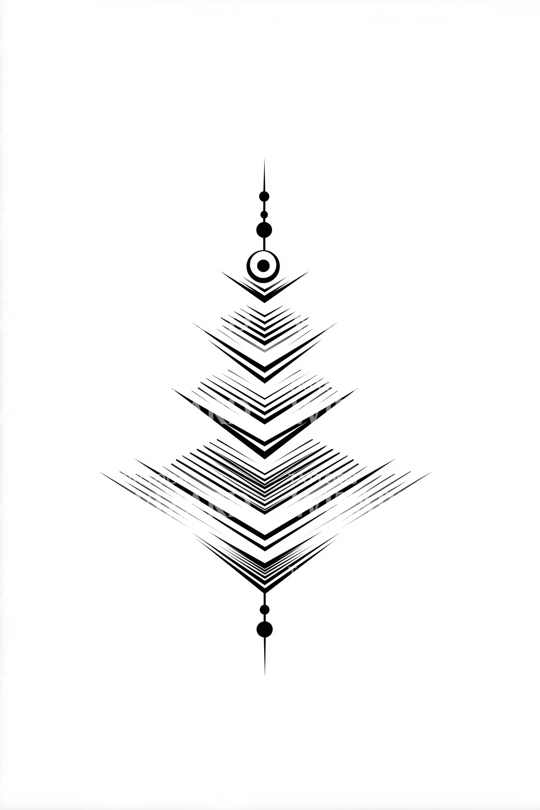 Radiant Linework Christmas Tree Tattoo Design – Tattoos Wizard Designs