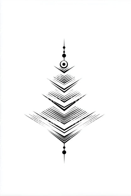 Radiant Linework Christmas Tree Tattoo Design