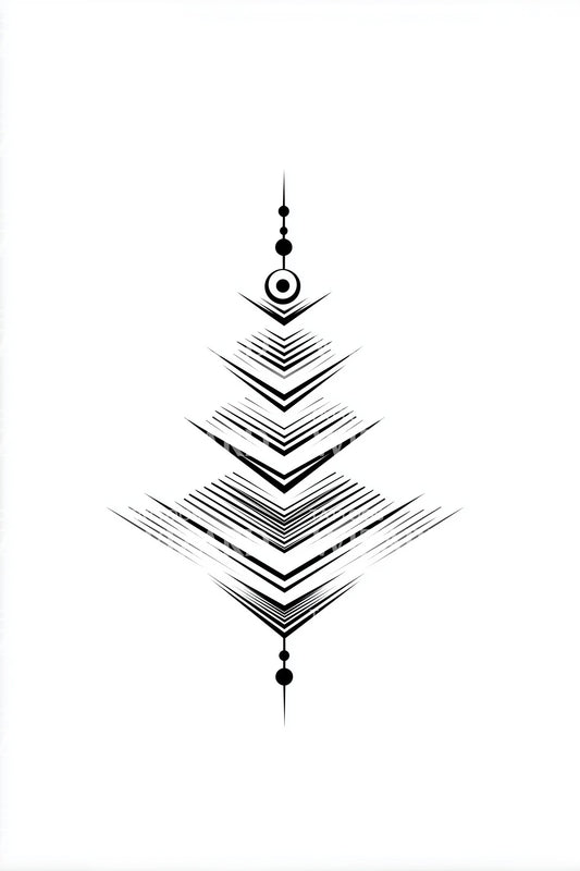 Radiant Linework Christmas Tree Tattoo Design