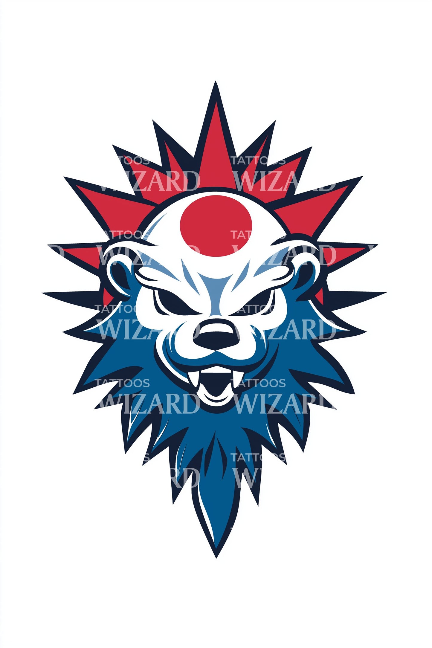 Design de Tatuagem de Brasão de Leão Radiante