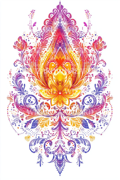 Radiant Lotus Flame Tattoo Design