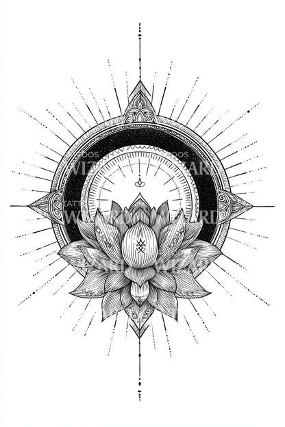 Radiant Lotus Halo Tattoo Design