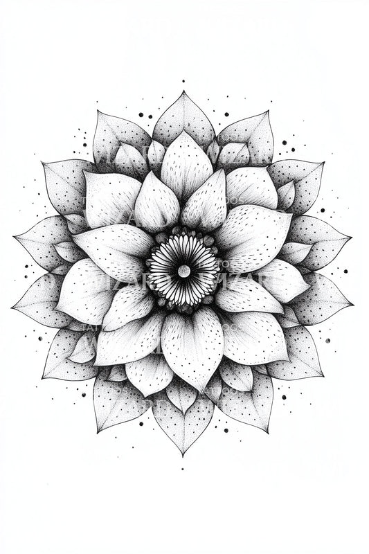 Radiant Lotus Mandala Tattoo Design