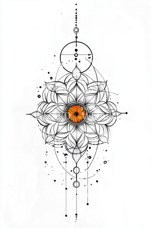 Stralend Mandala Druppel Tatoeage Ontwerp