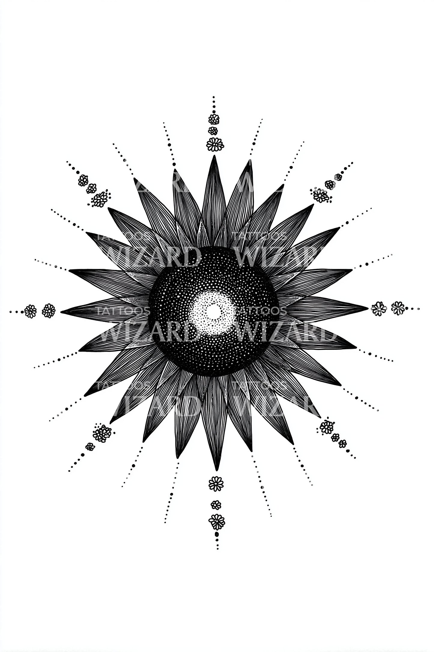 Desenho de Tatuagem Mandala Radiante