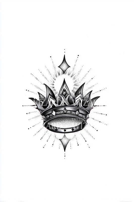 Radiant Mini Crown Tattoo Design