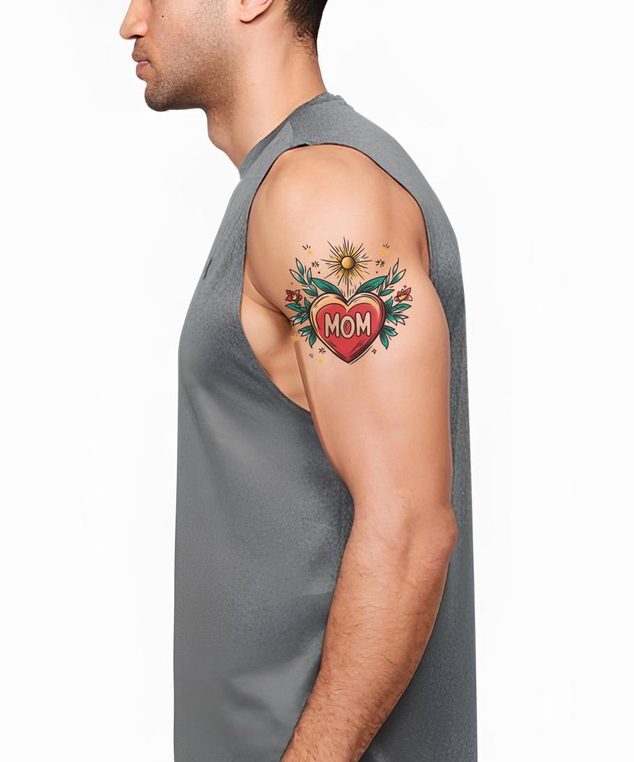 Radiant Mom Heart Tattoo Design