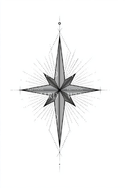 Radiant North Star Tattoo Design