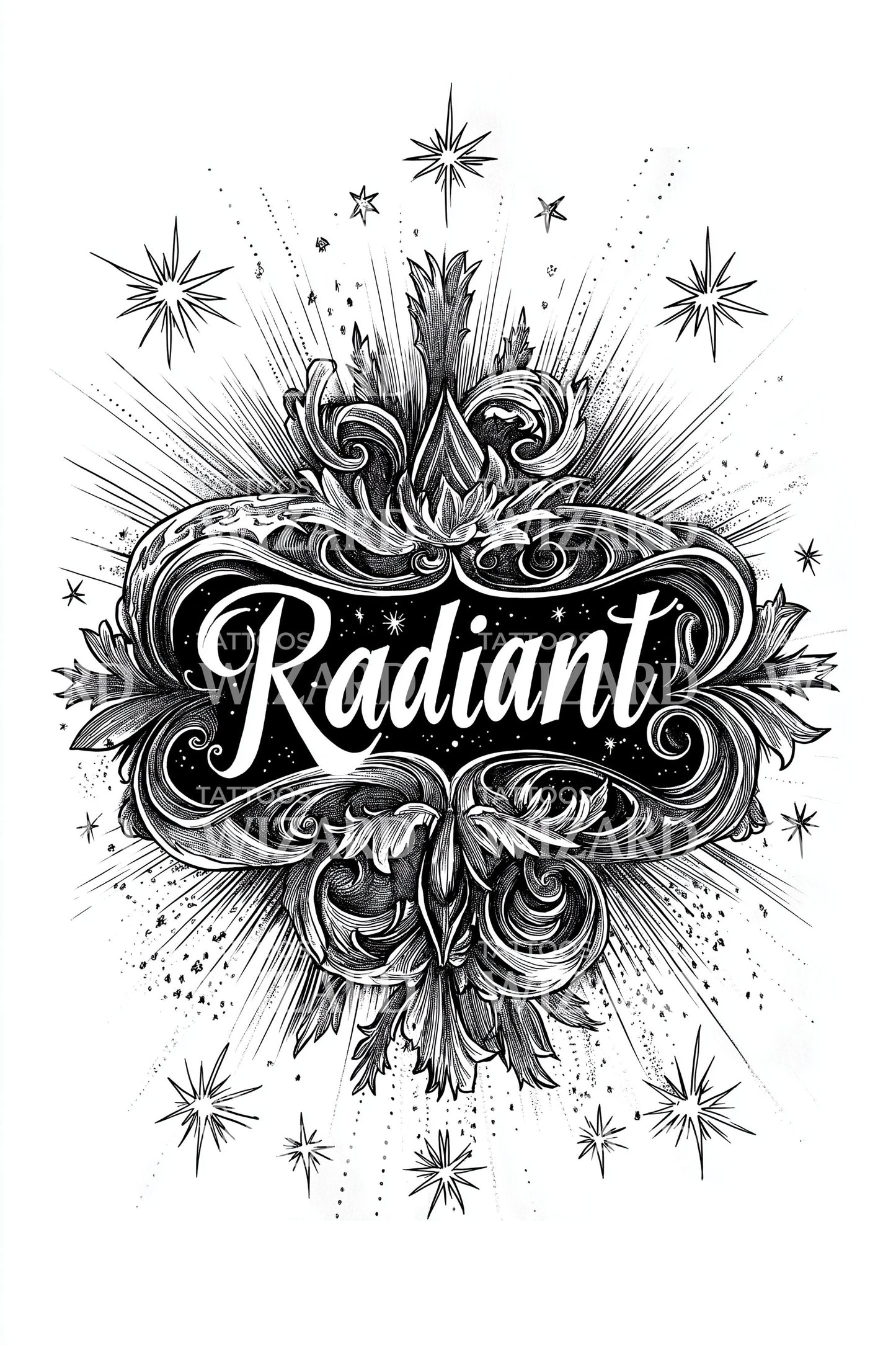 Radiant Ornamental Frame Tattoo Design