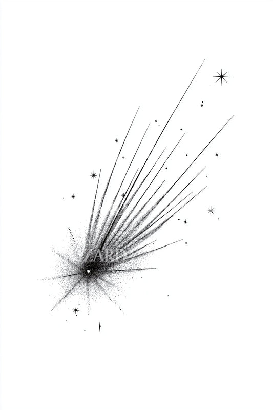 Radiant Shooting Comet Tattoo Design