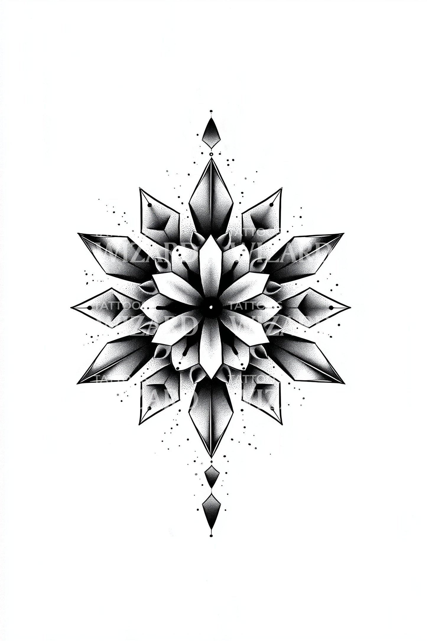 Radiant Snowflake Star Tattoo Illustration