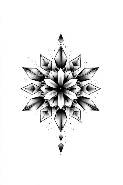 Radiant Snowflake Star Tattoo Illustration