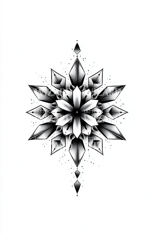 Radiant Snowflake Star Tattoo Illustration