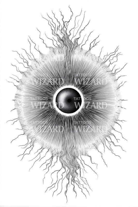 Design di tatuaggio occhio solare radiante